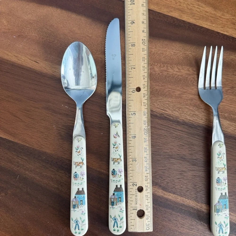 Vintage Heartland International Flatware‎ 5 Pc Place Setting Folk Art Country